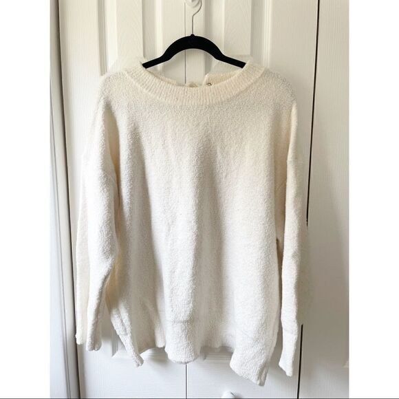 ZARA Oversized Cream Cozy Tie Detail Sweater - Picture 1 of 5